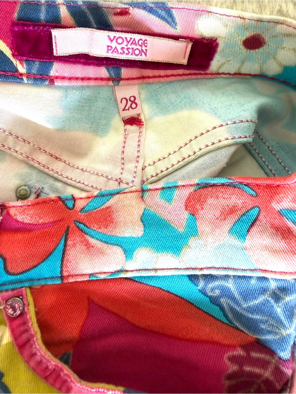 Voyage Passion Bright Floral Print Pants - Pink Multi with rhinestone trim - Picture 6 of 7
